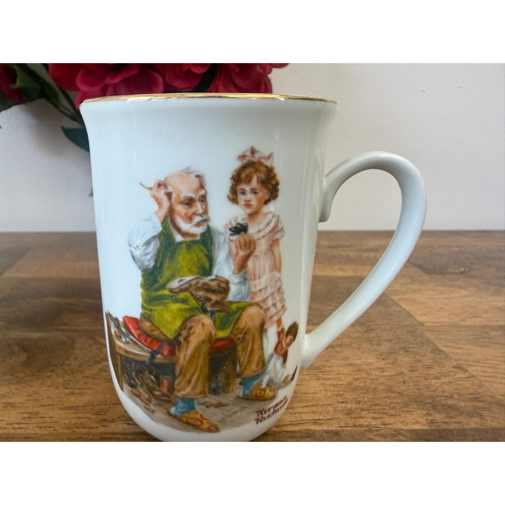 Norman Rockwell Collector Porcelain Mug‎ Set Vintage 1982 Rockwell Museum Boxed - Picture 7 of 14